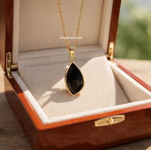 Black Obsidian Necklace Protection Grounding Pendant Women Crystal Jewelry Gift