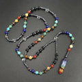 7 Chakras Crystal Point Pendant Multicolor Gemstone bead 30” Long Necklace Gift