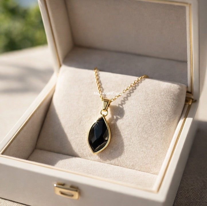 Black Obsidian Necklace Protection Grounding Pendant Women Crystal Jewelry Gift